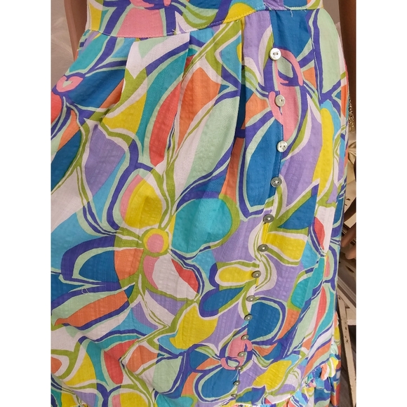 Fate White Multicolored Open Tie Back Pleated Maxi Dress - Picture 6 of 12